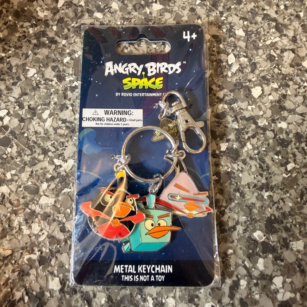 Angry Birds Space Metal Keychain 3 Charms Lazer Firebomb Ice Bird 92559 NIP